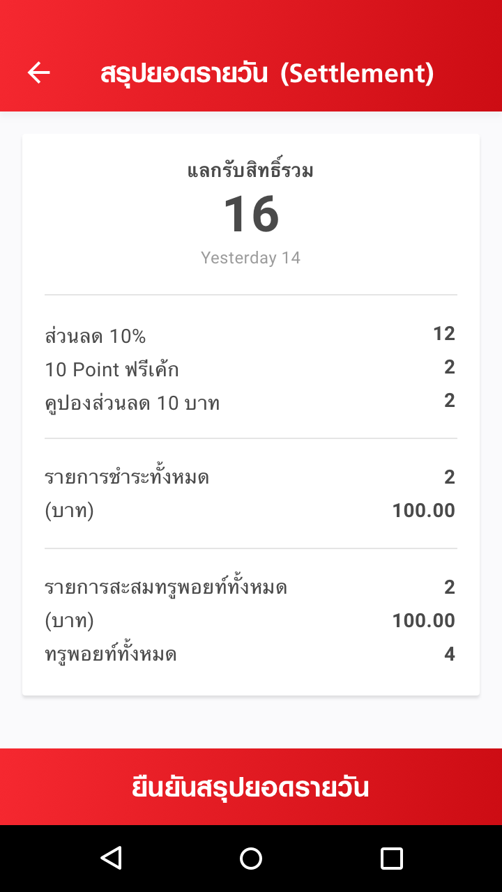 กดยืนยันสรุปยอดขายรายวัน